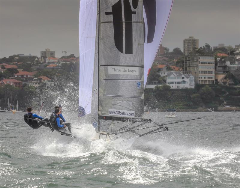 The winning form of Thurlow Fisher Lawyers in the 18ft Skiff President's Trophy race photo copyright Michael Chittenden taken at Australian 18 Footers League and featuring the 18ft Skiff class