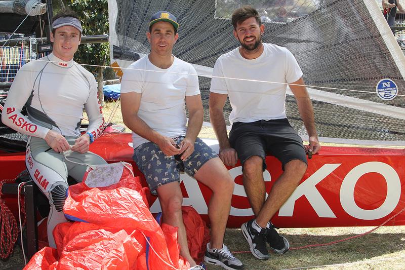 The Asko Appliances team of Marcus Ashley-Jones, Seve Jarvin and Jeronimo Harrison photo copyright Frank Quealey taken at Australian 18 Footers League and featuring the 18ft Skiff class