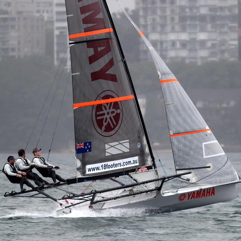 Yamaha at speed on the two-sail reach during 18ft Skiff 2017 JJ Giltinan Championship race 1 photo copyright Frank Quealey taken at Australian 18 Footers League and featuring the 18ft Skiff class