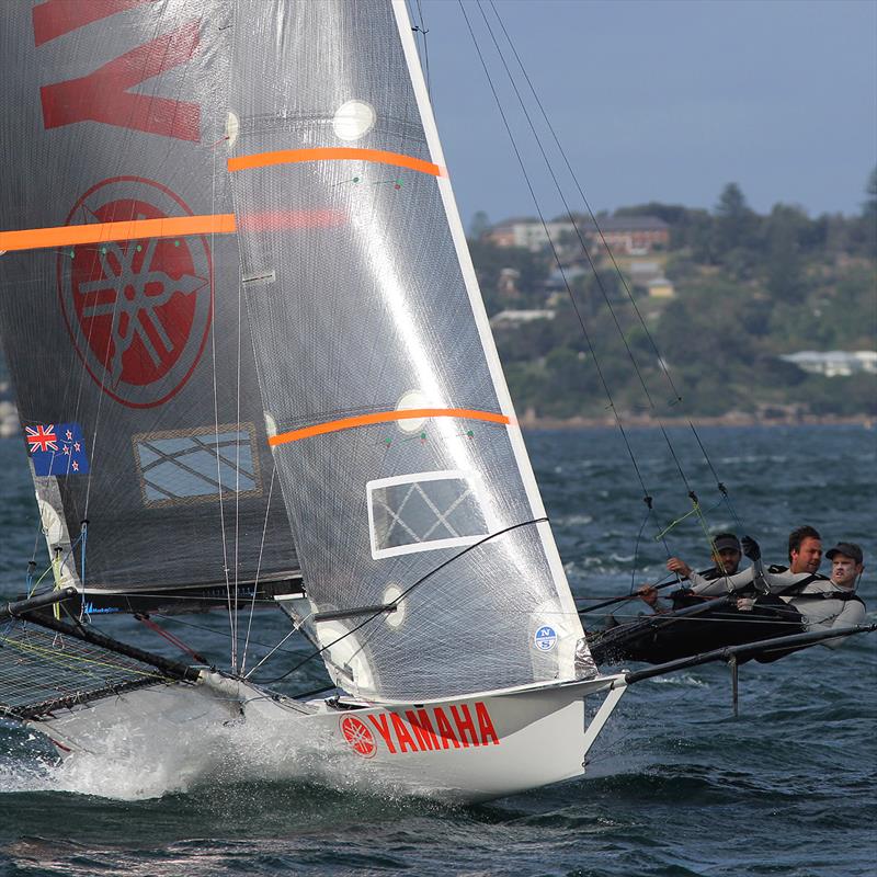 Yamaha's crew approach the finish line during 18ft Skiff 2017 JJ Giltinan Championship race 2 photo copyright Frank Quealey taken at Australian 18 Footers League and featuring the 18ft Skiff class