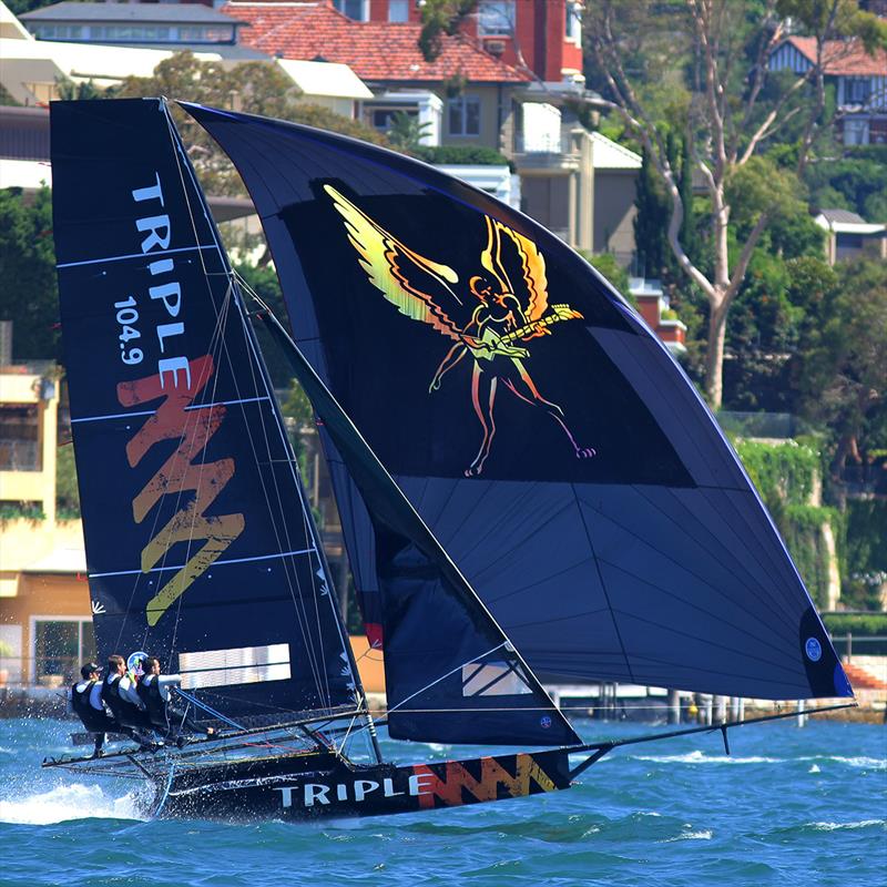 Triple M finished strongly to take third place in Race 3 of the 18ft Skiff NSW Championship photo copyright Frank Quealey taken at Australian 18 Footers League and featuring the 18ft Skiff class