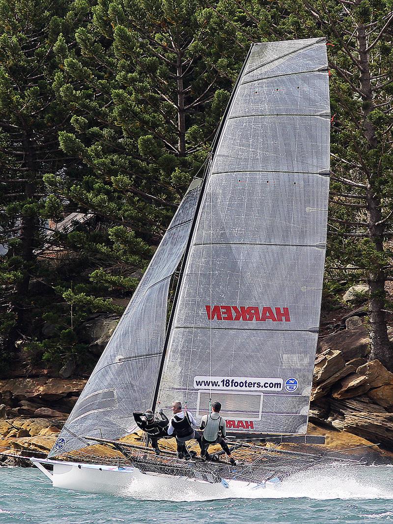 Harken (USA) continues to impress in 4th place overall in the 18ft Skiff JJ Giltinan Championship photo copyright Frank Quealey taken at Australian 18 Footers League and featuring the 18ft Skiff class