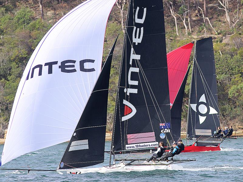 Vintec beats Noakesailing home in 18ft Skiff JJ Giltinan Championship Race 7 photo copyright Frank Quealey taken at Australian 18 Footers League and featuring the 18ft Skiff class