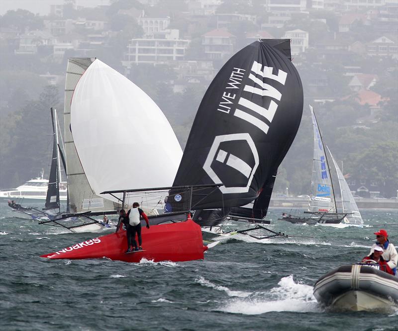 Action and capsizes dominated racing in the 2019 18ft Skiff Australian Championship - photo © Frank Quealey