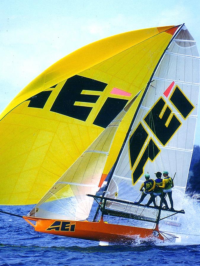 Stephen Quigley's AEI-Pace Express gave Patrick Corrigan his outright JJ Giltinan World Championship victory in 1996 photo copyright Frank Quealey taken at Australian 18 Footers League and featuring the 18ft Skiff class