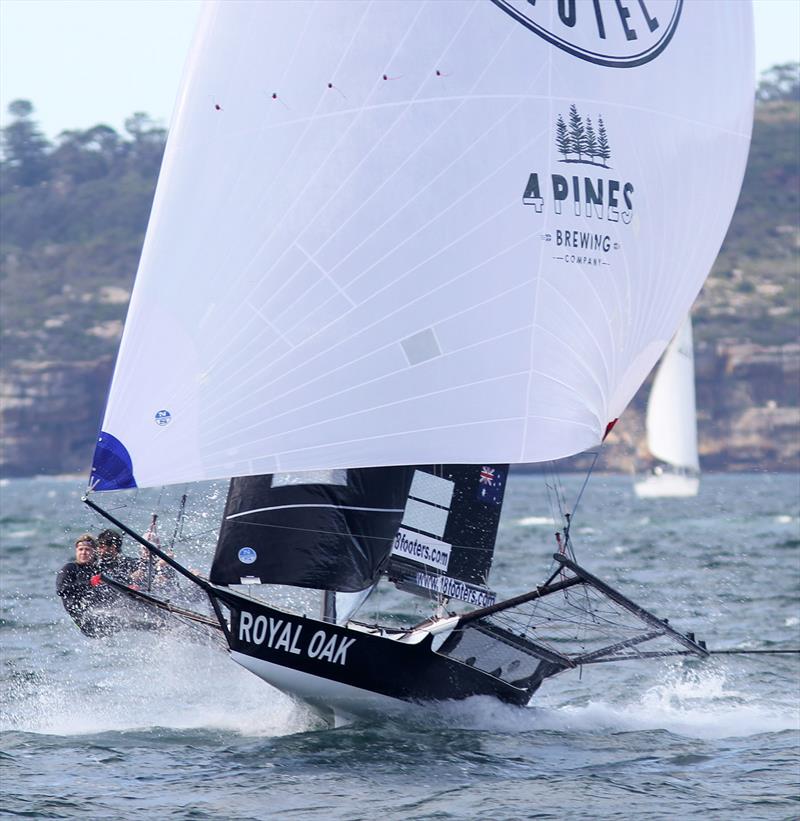 The Oak Double Bay-4 Pines shows winning form during race 1 of the 18ft Skiff Spring Championship photo copyright Frank Quealey taken at Australian 18 Footers League and featuring the 18ft Skiff class