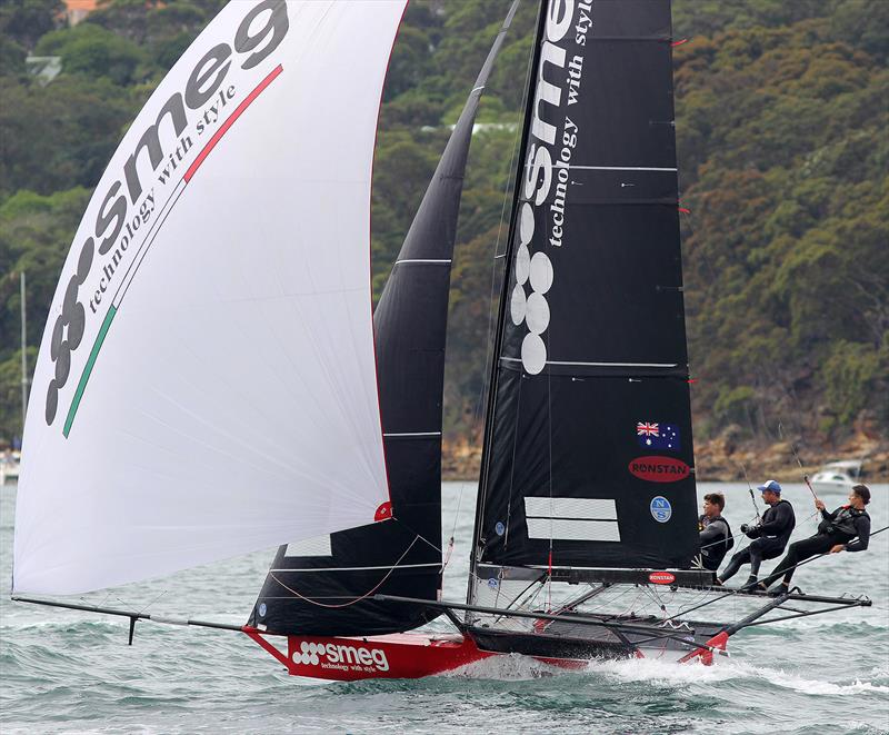Michael Coxon is back on the tiller of Smeg in 2020-21 photo copyright Frank Quealey taken at Australian 18 Footers League and featuring the 18ft Skiff class