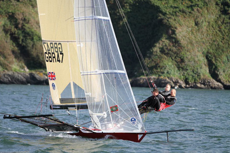 The UK Black Dog team, Jarrod Simpson, Grant Rollerson & Euan McNicol, set for the 2013 JJ Giltinan Championship photo copyright Eddie Aldridge taken at Sydney Flying Squadron and featuring the 18ft Skiff class