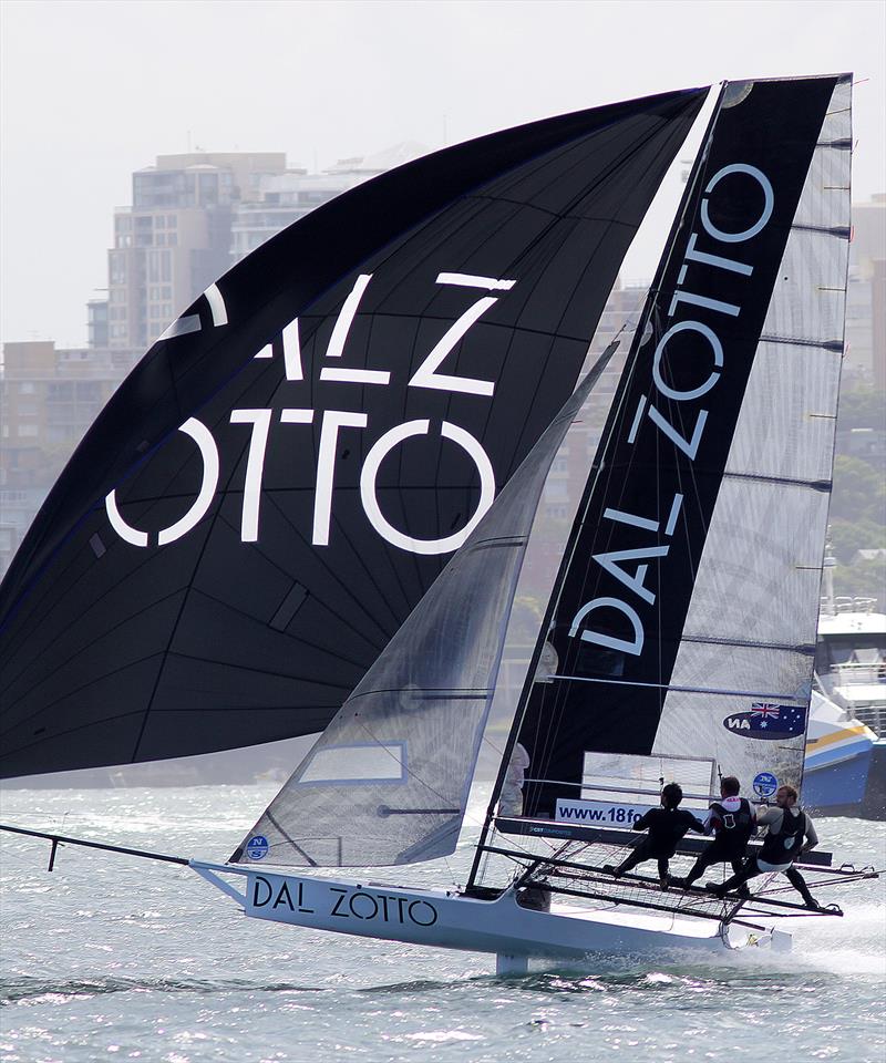 Dal Zotto sailed consistently well in both races, Race 1 and 2, Australian National Championships, Sydney, January 28, 2018 photo copyright Frank Quealey taken at Australian 18 Footers League and featuring the 18ft Skiff class