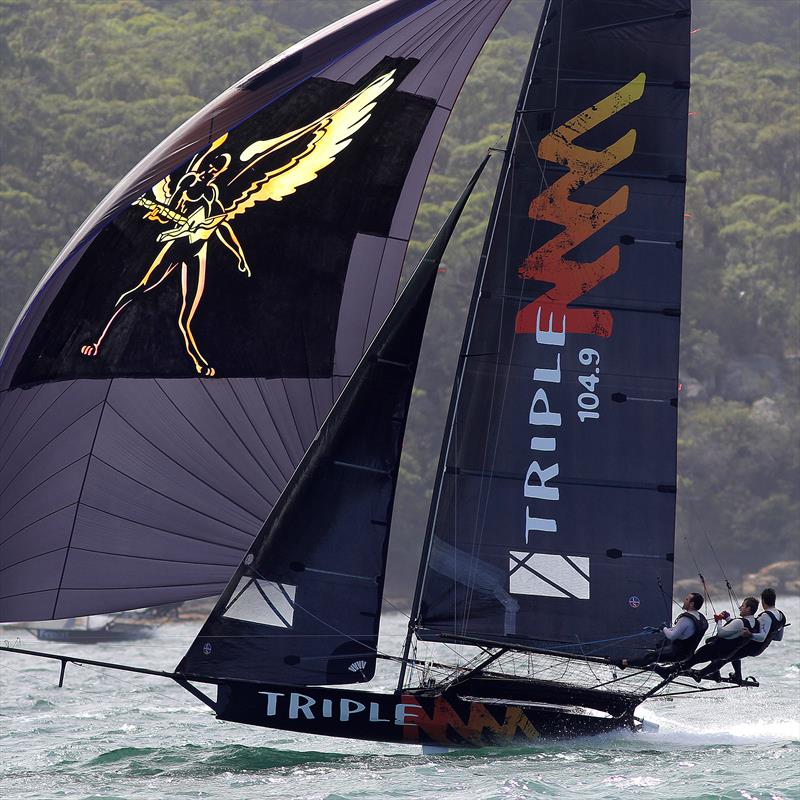 Triple M was below her best on the first day's racing in the Australian Championship, Australian National Championships, Sydney, January 28, 2018 photo copyright Frank Quealey taken at Australian 18 Footers League and featuring the 18ft Skiff class