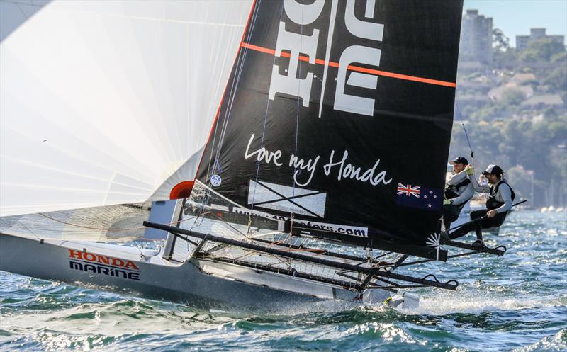 Final day, 2018 Giltinan 18fter International Championship, Sydney, Match 11, 2018 photo copyright Michael Chittenden taken at Australian 18 Footers League and featuring the 18ft Skiff class