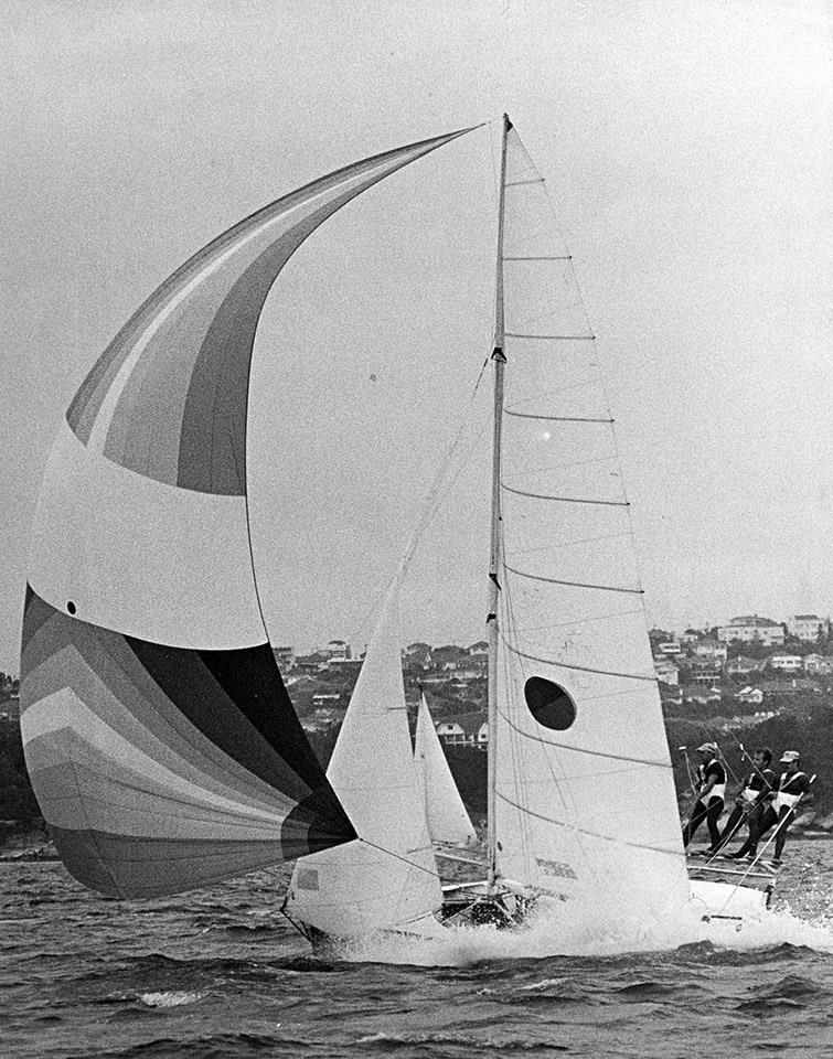 Yandoo on a southerly spinnaker run in 1980 (archive) photo copyright 18ft skiff Archive taken at Australian 18 Footers League and featuring the 18ft Skiff class