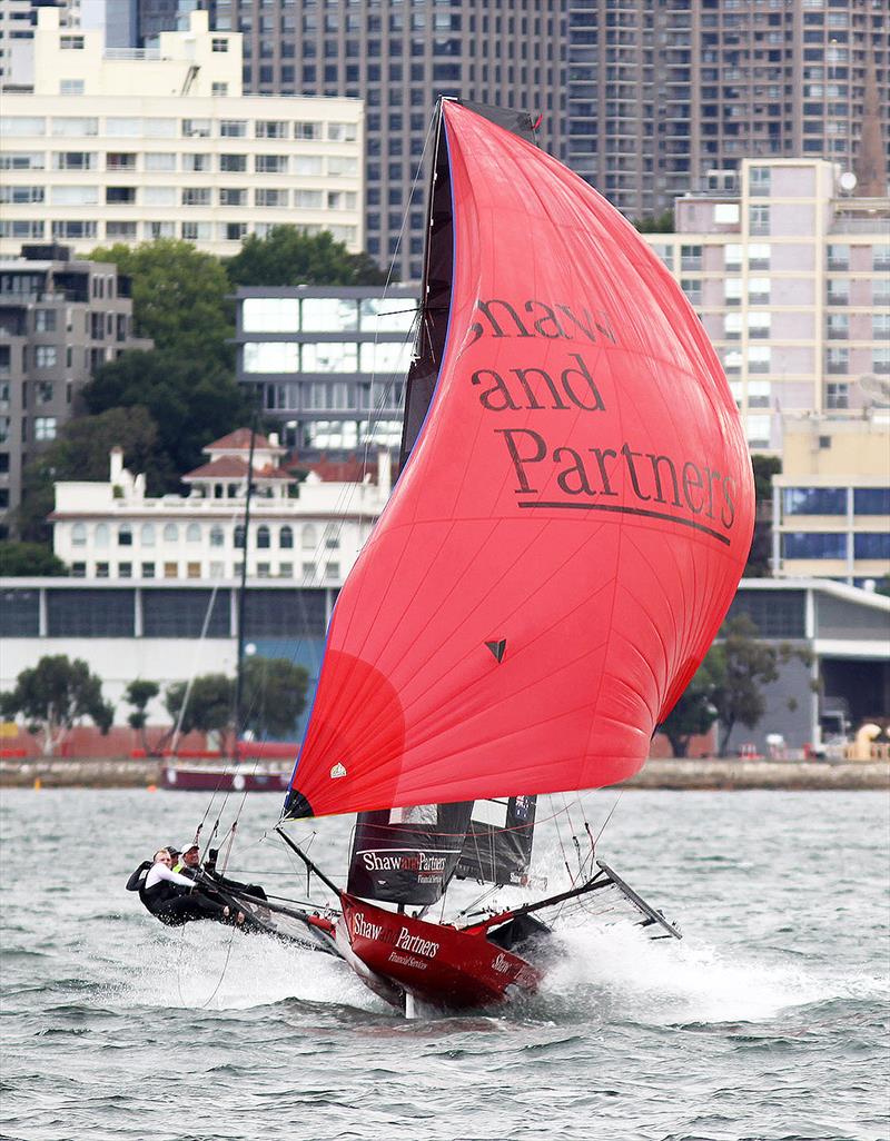 Nathan Wilmot-led Shaw and Partners Financial Services finished fourth overall on the day - 18ft Skiffs Supercup - December 2021 photo copyright Frank Quealey taken at Australian 18 Footers League and featuring the 18ft Skiff class