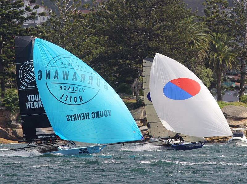 Burrawang-Young Henrys and Yandoo off Shark Island during race 3 of the 100th 18ft Skiff Australian Championship - photo © Frank Quealey