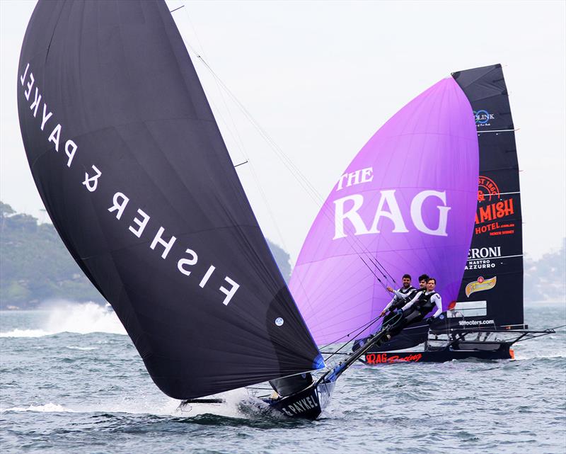 Fisher and Paykel comes home in fourth place just ahead of The Rag - 2022-23 NSW Championship, Race 1 photo copyright Frank Quealey taken at Australian 18 Footers League and featuring the 18ft Skiff class