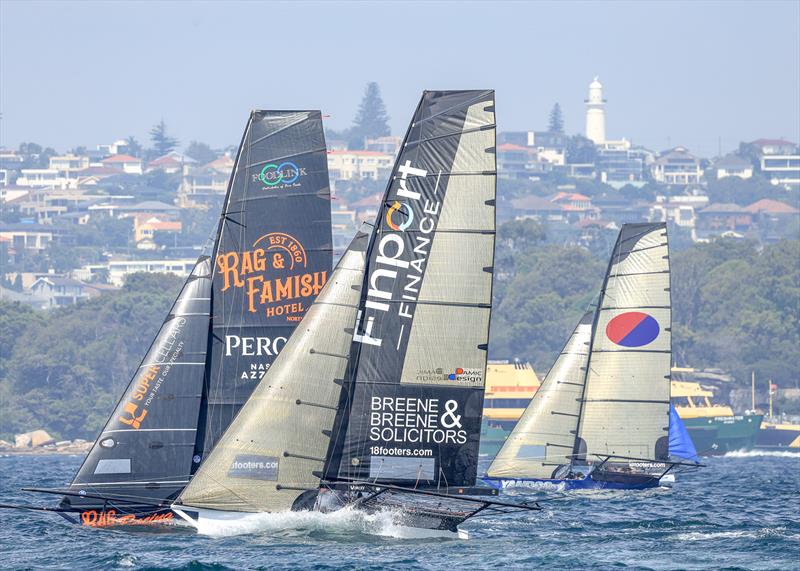 The leading group had a tough battle all through the race - 18ft Skiff Australian Championship photo copyright SailMedia taken at Australian 18 Footers League and featuring the 18ft Skiff class