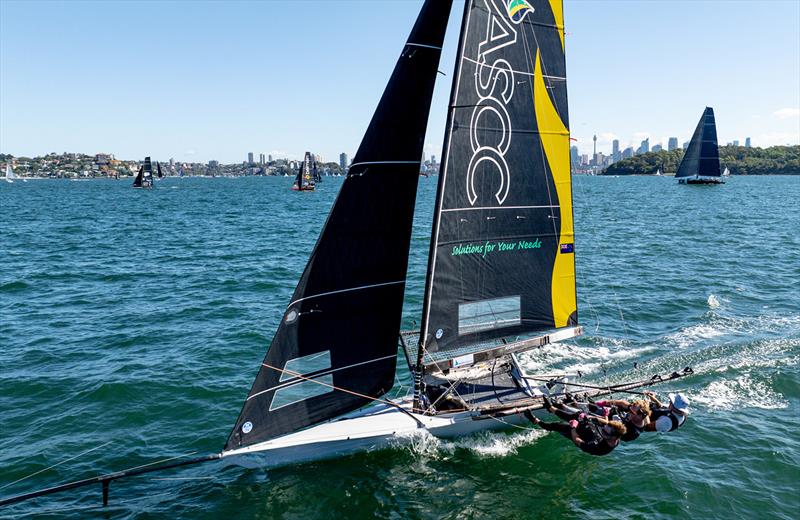 ASCC finished third in race 8 of the 18ft Skiff Winnings 2024 JJ Giltinan Championship photo copyright SailMedia taken at Australian 18 Footers League and featuring the 18ft Skiff class