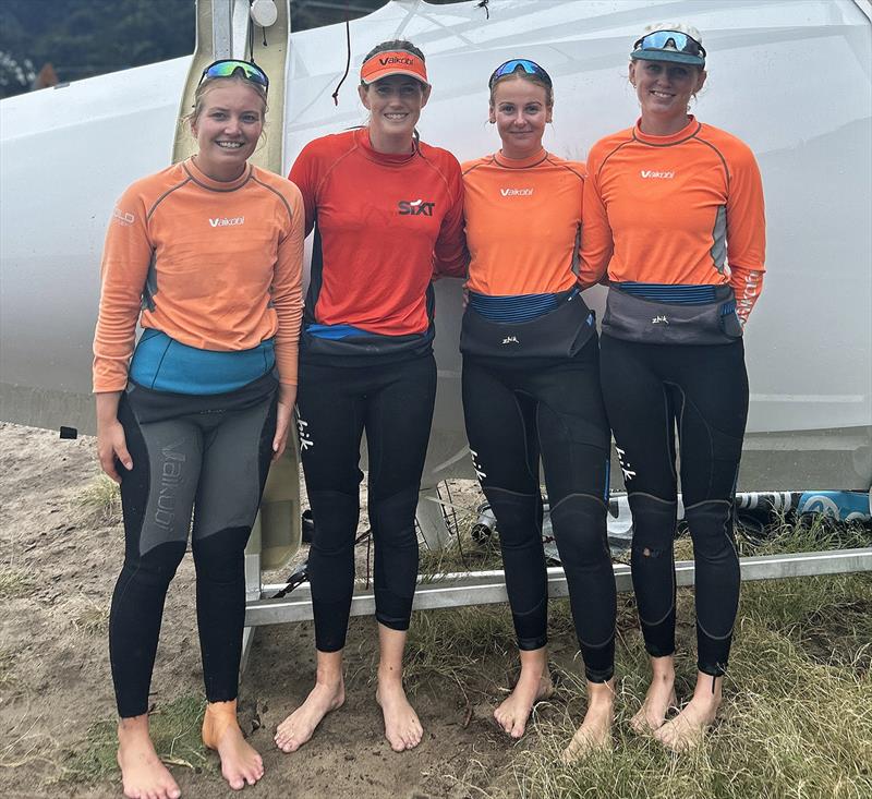 The Sixt team of Tash Bryant, Maddy McLeay, Lily Richardson and Lucy Copeland after today's 18ft Skiff Queen of the Harbour 2024 photo copyright Jess Nearn taken at Australian 18 Footers League and featuring the 18ft Skiff class