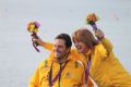 Daniel Fitzgibbon & Liesl Tesch with their gold medals at London 2012 by onEdition