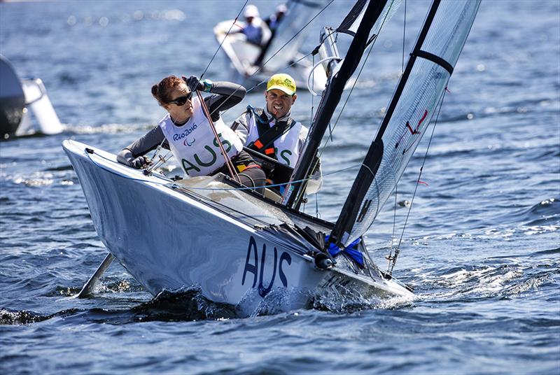 Australian SKUD18 on day 1 of the Rio 2016 Paralympic Sailing Competition photo copyright Richard Langdon / Ocean Images taken at  and featuring the SKUD 18 class