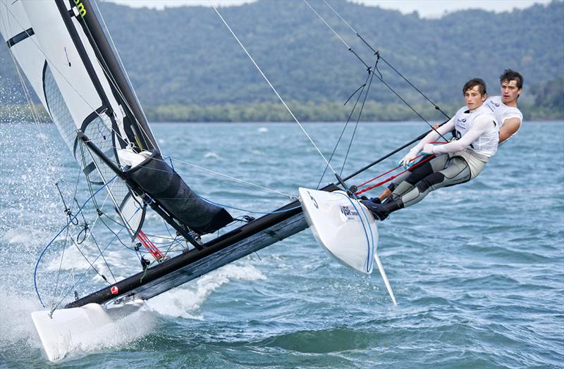 Louis Flament and Charles Dorange (FRA) on day 4 of the Youth Worlds in Langkawi photo copyright Christophe Launay taken at  and featuring the SL16 class