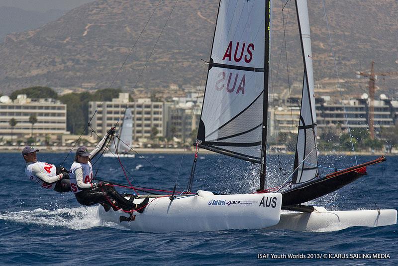Paul Darmanin and Lucy Copeland at the Sail First ISAF Youth Worlds photo copyright Icarus / ISAF Youth Worlds taken at  and featuring the SL16 class
