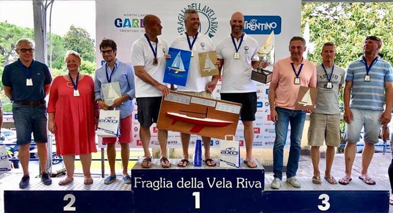 Soling European Championship 2017 podium photo copyright Elena Giolai / Fraglia Vela Riva taken at Fraglia Vela Riva and featuring the Soling class