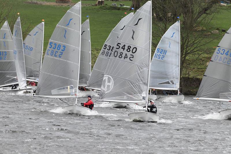 Ian Hopwood leads on the first reach during race 2 of the Burwain Solo Open photo copyright Paul Hargreaves taken at Burwain Sailing Club and featuring the Solo class