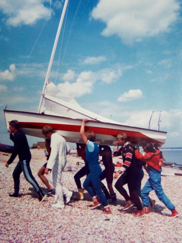 The Dutch way to get up the Pevensey shingle photo copyright Bill Loy Snr taken at Pevensey Bay Sailing Club and featuring the Solo class