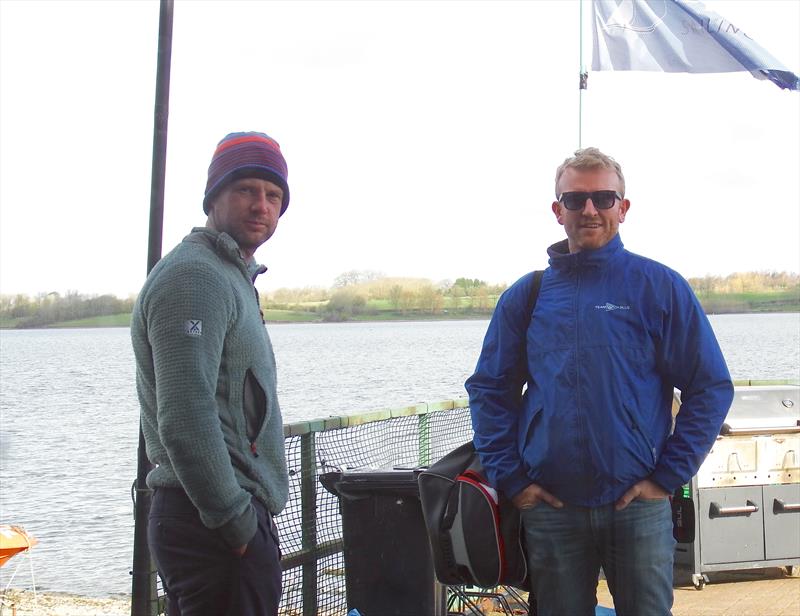 Andy Davis (2nd) and Charlie Cumbley (1st ) at the Solo Spring Championship photo copyright Caroline Loy taken at Draycote Water Sailing Club and featuring the Solo class