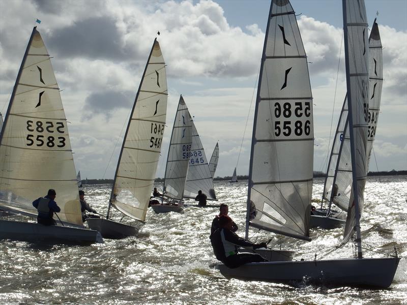 The fleet rounding mark 1 on day 2 of the Solo Nation's Cup at Medemblik photo copyright Will Loy taken at Regatta Center Medemblik and featuring the Solo class