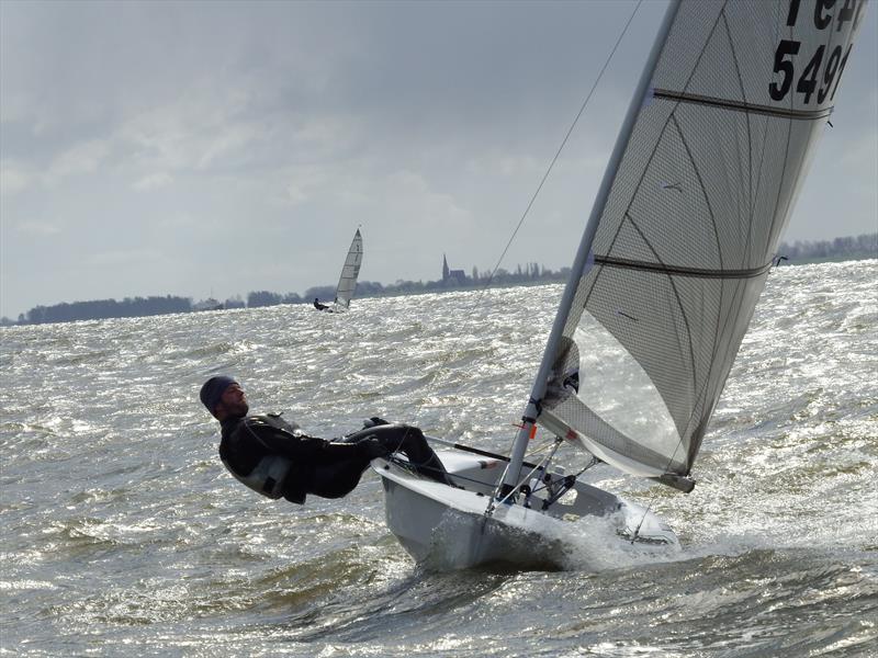 Mike Sims on day 2 of the Solo Nation's Cup at Medemblik photo copyright Will Loy taken at Regatta Center Medemblik and featuring the Solo class