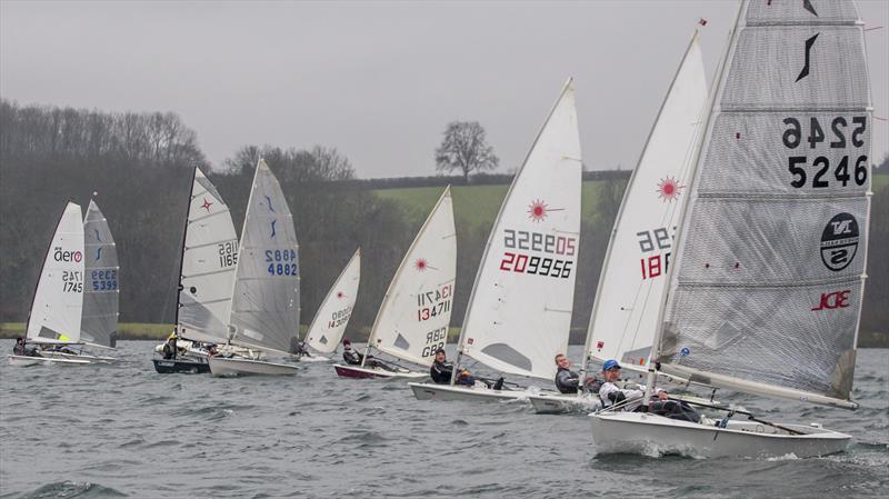 A start during the County Cooler at Notts County photo copyright David Eberlin taken at Notts County Sailing Club and featuring the Solo class