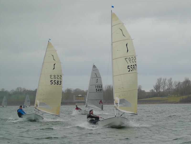 Andy Davis ahead of Martin Frary during the Noble Marine Solo Winter Championship at Draycote Water photo copyright Will Loy taken at Draycote Water Sailing Club and featuring the Solo class