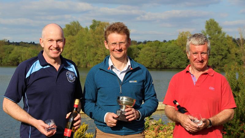 Maidenhead Solo Open prize winners (l-r) Jon Hirsh (2nd); Tim Lewis (1st); Richard Willetts (3rd) photo copyright Jenni Heward-Craig taken at Maidenhead Sailing Club and featuring the Solo class