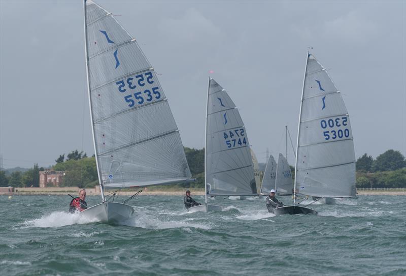 Blistering reach before the gybe mark during the Portchester Solo Open photo copyright Chris Raymont taken at Portchester Sailing Club and featuring the Solo class