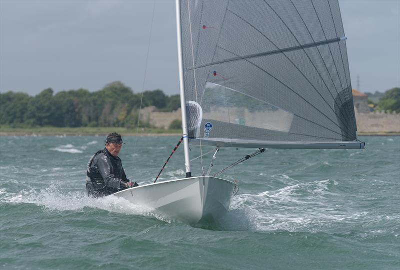 Iain McGreggor focused on a win during the Portchester Solo Open photo copyright Chris Raymont taken at Portchester Sailing Club and featuring the Solo class