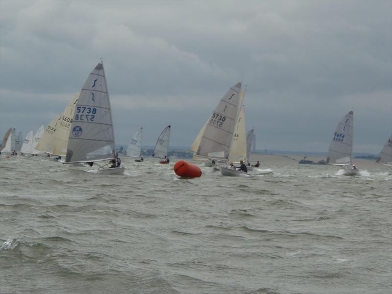 Leaders round mark 4 during the Solo Eastern Championship at Leigh-on-Sea photo copyright Dave Smit taken at Leigh-on-Sea Sailing Club and featuring the Solo class