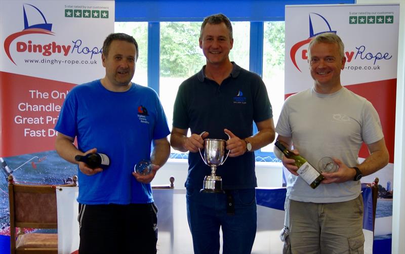 (l-r) Chris Brown, Nigel Davies and Ian Ingram currently 1st 2nd and 3rd in the 2017 Dinghy Rope Solo Midland Series photo copyright Nigel Davies taken at Draycote Water Sailing Club and featuring the Solo class