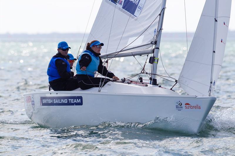 John Robertson, Hannah Stodel & Steve Thomas on day 4 at ISAF Sailing World Cup Miami photo copyright Ocean Images / British Sailing Team taken at Coconut Grove Sailing Club and featuring the Sonar class