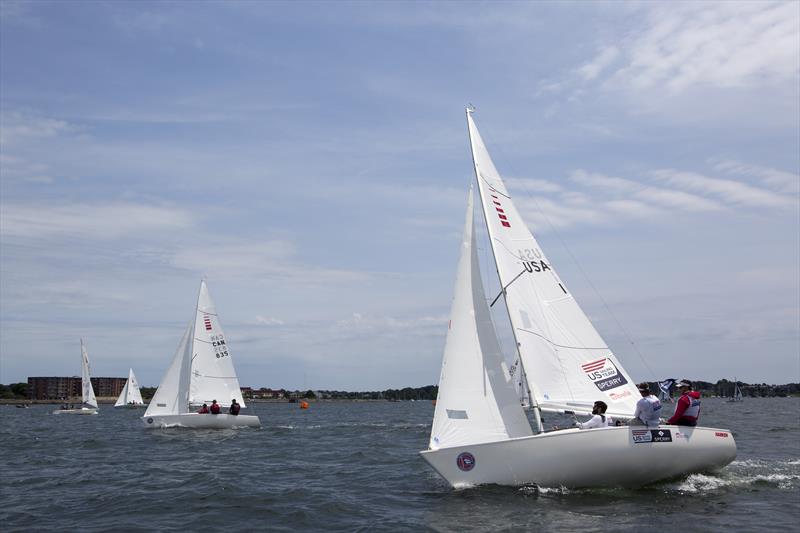 Rick Doerr, Hugh Fruend, Brad Kendell on day 1 of the C. Thomas Clagett, Jr. Memorial Clinic and Regatta  photo copyright Billy Black taken at Sail Newport and featuring the Sonar class