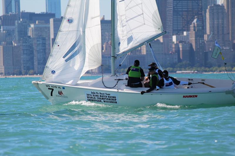 Dave Allerton (NZL) at the Blind Sailing World Championship photo copyright Chicago Yacht Club taken at Chicago Yacht Club and featuring the Sonar class