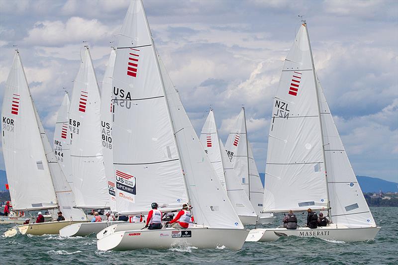 Sonar fleet at the 2015 Worlds in Melbourne - photo © Teri Dodds