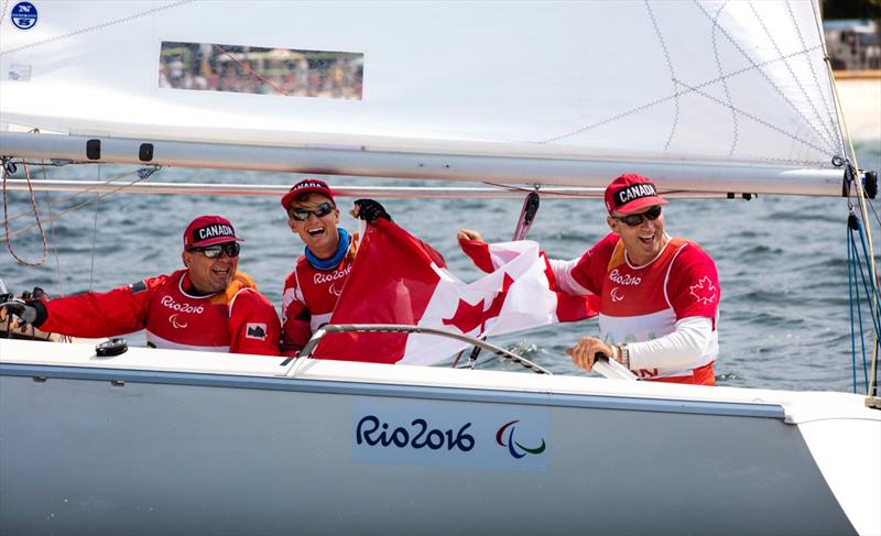 Sonar bronze for Paul Tingley, Logan Campbell and Scott Lutes (CAN) at the Rio 2016 Paralympic Sailing Competition photo copyright Richard Langdon / Ocean Images taken at  and featuring the Sonar class
