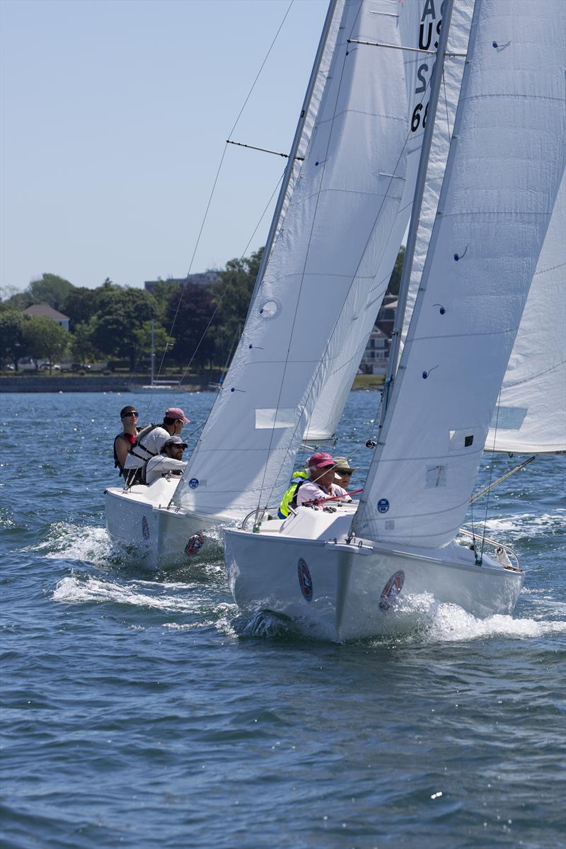 Sonars from US VI and Warrior Sailing Program at Clagett 2016 photo copyright Billy Black taken at Sail Newport and featuring the Sonar class