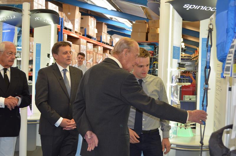 HRH The Duke of Edinburgh visit Spinlock and is given a tour by Chris Hill, CEO of Spinlock, and staff - photo © Spinlock