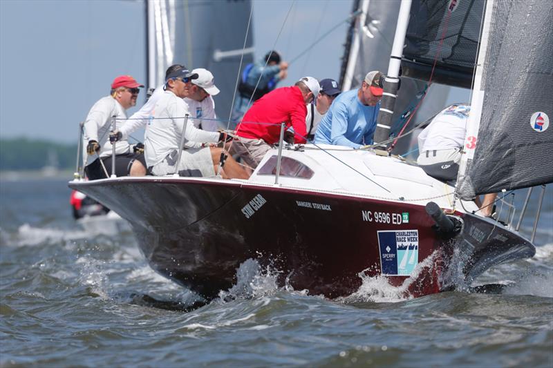 The extreme “Flash Mob” PS8 sportboat shows off its wings on day 2 at Charleston Race Week photo copyright Charleston Race Week / Tim Wilkes taken at Charleston Yacht Club and featuring the Sportsboats class