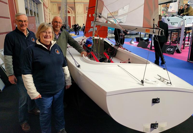 (l-r) Tony Gibson, Marian Gibson & Paul Young on the Squib stand at the RYA Dinghy Show 2018 photo copyright Mark Jardine taken at RYA Dinghy Show and featuring the Squib class