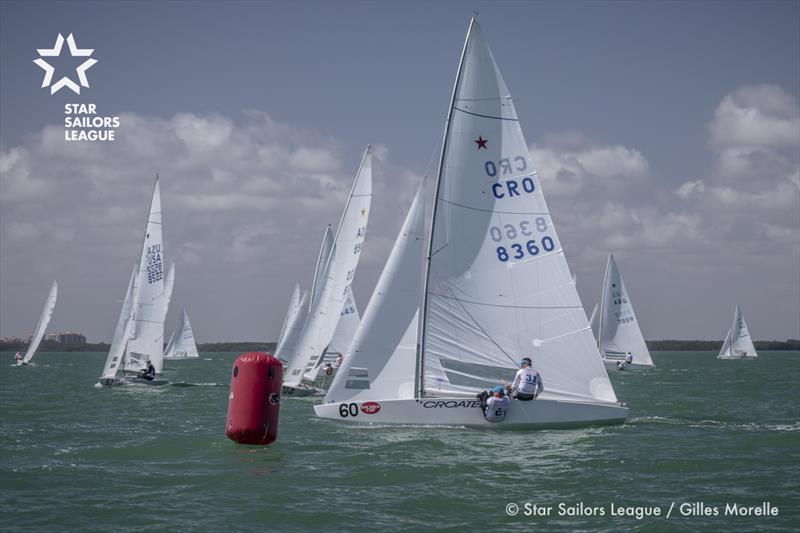 Racing on day 3 for the Stars at the Bacardi Cup 2017 in Miami photo copyright Gilles Morelle / Star Sailors League taken at Coral Reef Yacht Club and featuring the Star class