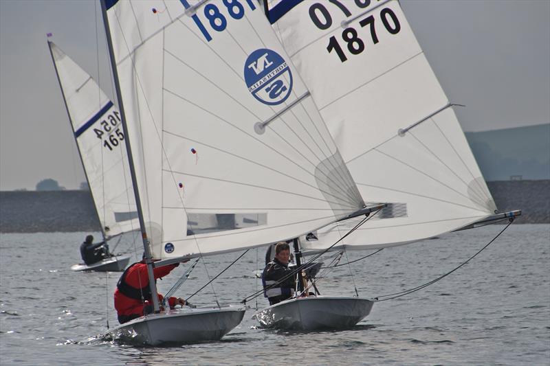 Everything to play for: Debbie Degge pressures Tom Gillard in race 5 of the Noble Marine Streaker Nationals part 2 at Carsington photo copyright Karen Langston taken at Carsington Sailing Club and featuring the Streaker class